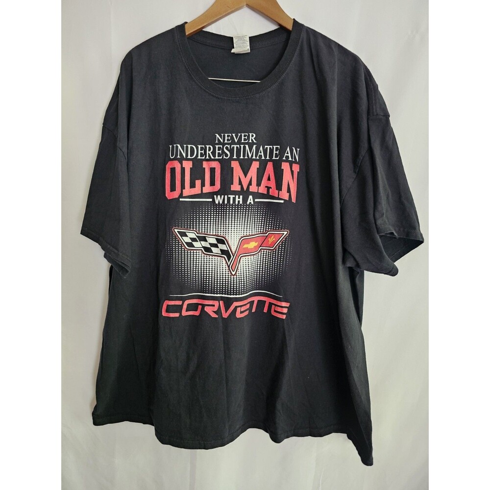 Vintage Corvette T Shirt Men's Black Never Underestimate an Old Man Size 3XL